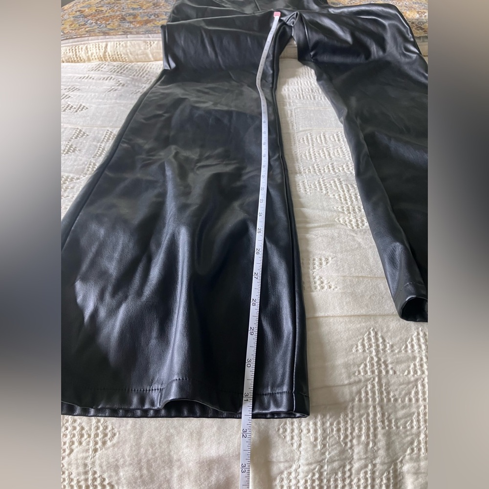 BLUE BLUSH Black Faux Leather Halter Flare Leg Jumpsuit Size S - Picture 11 of 14